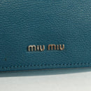 Miu Miu Shoulder Bag Leather Turquoise Blue Silver Auth 152419A-18