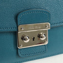 Miu Miu Shoulder Bag Leather Turquoise Blue Silver Auth 152419A-19