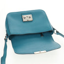 Miu Miu Shoulder Bag Leather Turquoise Blue Silver Auth 152419A-10