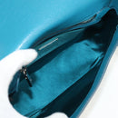 Miu Miu Shoulder Bag Leather Turquoise Blue Silver Auth 152419A-11