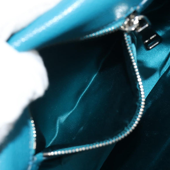 Miu Miu Shoulder Bag Leather Turquoise Blue Silver Auth 152419A