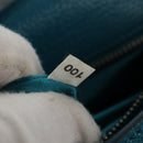 Miu Miu Shoulder Bag Leather Turquoise Blue Silver Auth 152419A-12