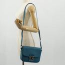 Miu Miu Shoulder Bag Leather Turquoise Blue Silver Auth 152419A-25