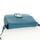 Miu Miu Shoulder Bag Leather Turquoise Blue Silver Auth 152419A-6
