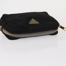 PRADA Pouch Nylon Canvas 3 Set Black Pink khaki Auth 152422-12