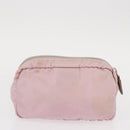 PRADA Pouch Nylon Canvas 3 Set Black Pink khaki Auth 152422-17