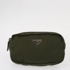 PRADA Pouch Nylon Canvas 3 Set Black Pink khaki Auth 152422 - 0