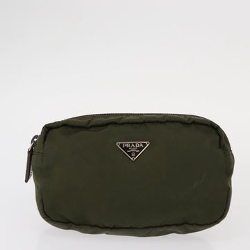 PRADA Pouch Nylon Canvas 3 Set Black Pink khaki Auth 152422 - 0