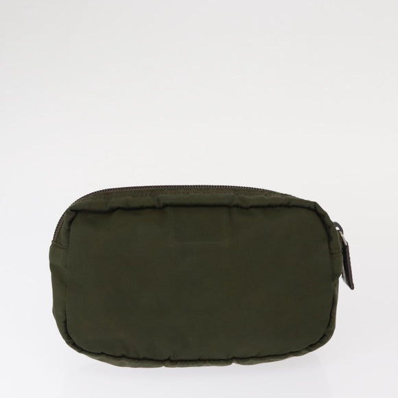 PRADA Pouch Nylon Canvas 3 Set Black Pink khaki Auth 152422