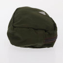 PRADA Pouch Nylon Canvas 3 Set Black Pink khaki Auth 152422-4