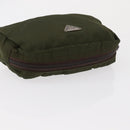 PRADA Pouch Nylon Canvas 3 Set Black Pink khaki Auth 152422-5