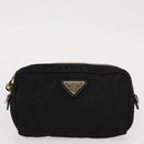 PRADA Pouch Nylon Canvas 3 Set Black Pink khaki Auth 152422-9