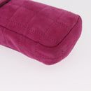 CHANEL Choco Bar Line Chain Phone Case Suede Purple Silver CC Auth 152423-9