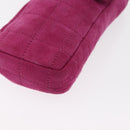 CHANEL Choco Bar Line Chain Phone Case Suede Purple Silver CC Auth 152423-14