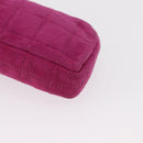 CHANEL Choco Bar Line Chain Phone Case Suede Purple Silver CC Auth 152423-15