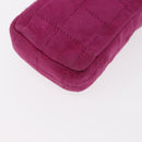 CHANEL Choco Bar Line Chain Phone Case Suede Purple Silver CC Auth 152423-16