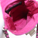 CHANEL Choco Bar Line Chain Phone Case Suede Purple Silver CC Auth 152423-11