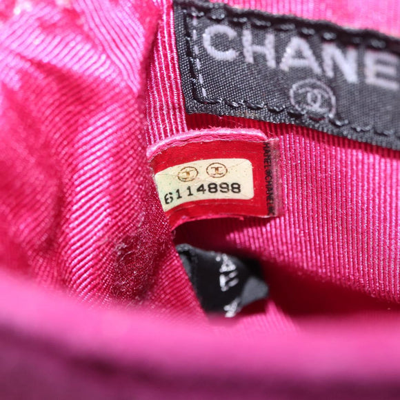 CHANEL Choco Bar Line Chain Phone Case Suede Purple Silver CC Auth 152423