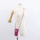 CHANEL Choco Bar Line Chain Phone Case Suede Purple Silver CC Auth 152423-21
