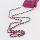 CHANEL Choco Bar Line Chain Phone Case Suede Purple Silver CC Auth 152423-7