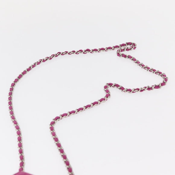 CHANEL Choco Bar Line Chain Phone Case Suede Purple Silver CC Auth 152423