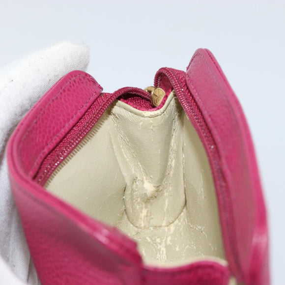 CHANEL COCO Mark Pouch Caviar Skin Pink Gold CC Auth 152429