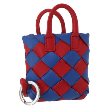 BOTTEGA VENETA INTRECCIATO Charm Leather Red Blue Auth 152431V