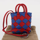 BOTTEGA VENETA INTRECCIATO Charm Leather Red Blue Auth 152431V-12