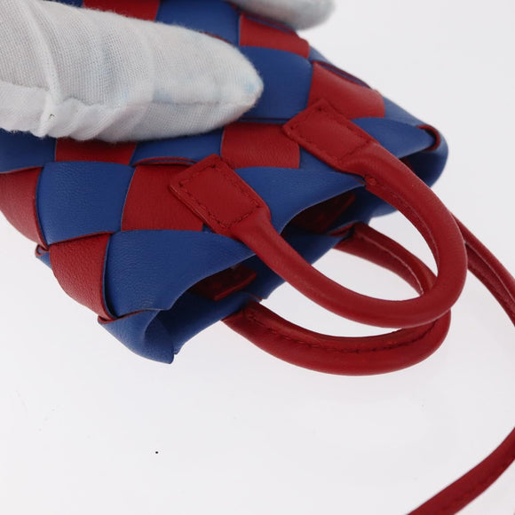BOTTEGA VENETA INTRECCIATO Charm Leather Red Blue Auth 152431V