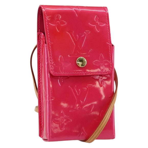 LOUIS VUITTON Monogram Vernis Green Cigarette Case Fusha Pink M91242 Auth 152434V