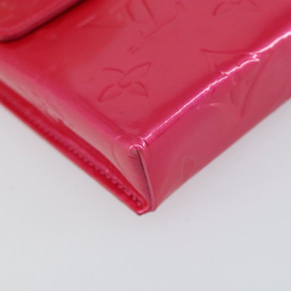 LOUIS VUITTON Monogram Vernis Green Cigarette Case Fusha Pink M91242 Auth 152434V