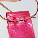 LOUIS VUITTON Monogram Vernis Green Cigarette Case Fusha Pink M91242 Auth 152434V-9