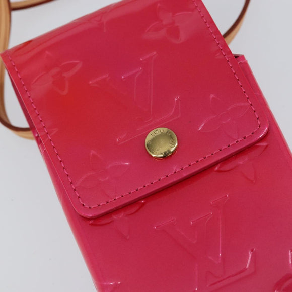 LOUIS VUITTON Monogram Vernis Green Cigarette Case Fusha Pink M91242 Auth 152434V