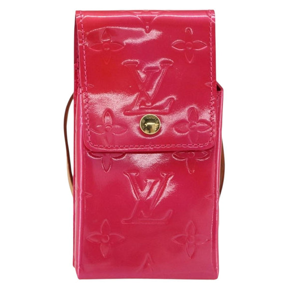 LOUIS VUITTON Monogram Vernis Green Cigarette Case Fusha Pink M91242 Auth 152434V