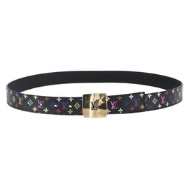 LOUIS VUITTON Multicolor Ceinture Belt Black LV Auth 152435