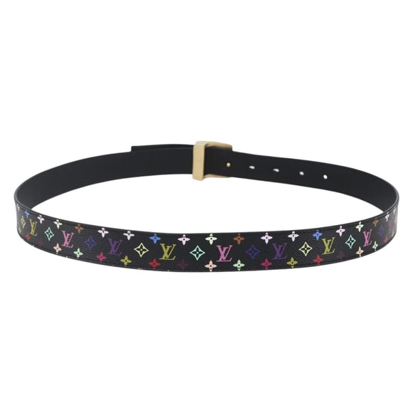 LOUIS VUITTON Multicolor Ceinture Belt Black LV Auth 152435