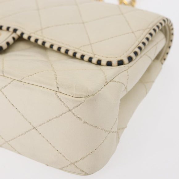 CHANEL Matelasse Chain Shoulder Bag Leather Beige Gold CC Auth 152439