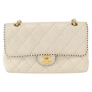 CHANEL Matelasse Chain Shoulder Bag Leather Beige Gold CC Auth 152439-13