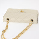 CHANEL Matelasse Chain Shoulder Bag Leather Beige Gold CC Auth 152439-6