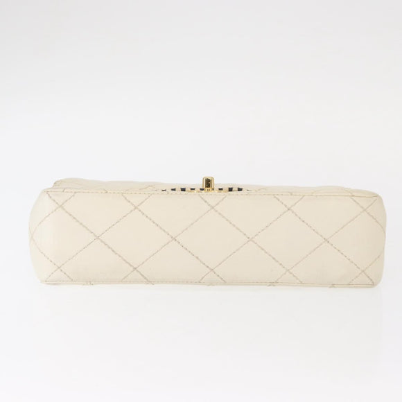 CHANEL Matelasse Chain Shoulder Bag Leather Beige Gold CC Auth 152439