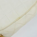 CHANEL Chain Shoulder Bag Lamb Skin White Gold CC Auth 152440-10