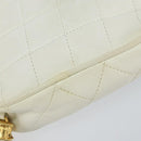 CHANEL Chain Shoulder Bag Lamb Skin White Gold CC Auth 152440-12