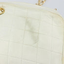 CHANEL Chain Shoulder Bag Lamb Skin White Gold CC Auth 152440-15