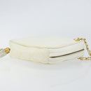 CHANEL Chain Shoulder Bag Lamb Skin White Gold CC Auth 152440-4