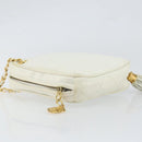 CHANEL Chain Shoulder Bag Lamb Skin White Gold CC Auth 152440-5