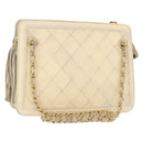 CHANEL Matelasse Chain Shoulder Bag Lamb Skin Beige Gold CC Auth 152441-1
