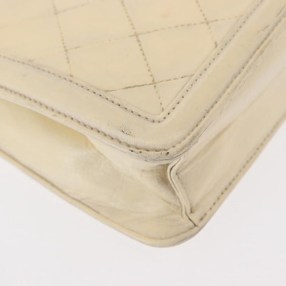 CHANEL Matelasse Chain Shoulder Bag Lamb Skin Beige Gold CC Auth 152441