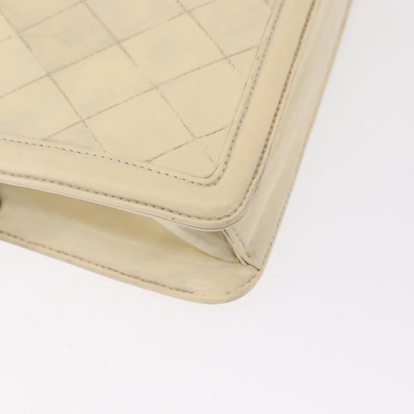 CHANEL Matelasse Chain Shoulder Bag Lamb Skin Beige Gold CC Auth 152441