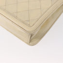 CHANEL Matelasse Chain Shoulder Bag Lamb Skin Beige Gold CC Auth 152441-18
