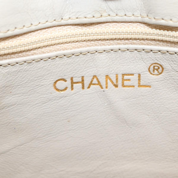 CHANEL Matelasse Chain Shoulder Bag Lamb Skin Beige Gold CC Auth 152441